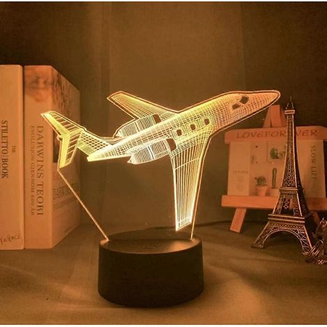 Veilleuse 3D avion 16 couleurs - Acrylique - Cadeau enfant - XY (1/5)