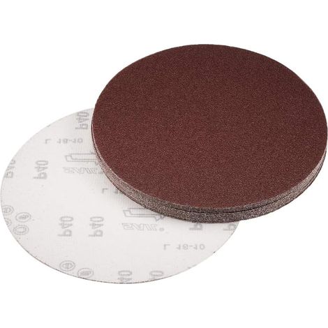 Lot de 15 disques abrasifs PSA à grain 40, 20,3 cm sans trou avec crochet et boucle, papier de verre autocollant en oxyde d'aluminium pour ponçage du bois, de la peinture, du plastique (1/5)