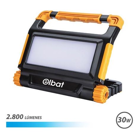 Elbat Focos y Barras para focos de la Marca Modelo Foco Recargable 30W - Luz Fria, 6000K - 2800 Lumenes - Bateria 3.7V / 8000Mah