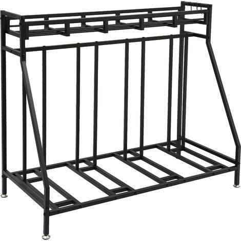 Support de vélo noir avec 4 places de stationnement, support de sol avec crochets, pour garages, caves, jardins, bureaux 120 x 55 x 103,5 cm, Capacité de charge : 100 kg (1/5)