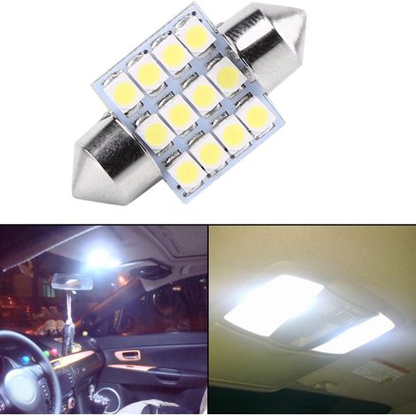 2 weiße 12V 12SMD 31mm LED-Lampen für Innenraumbeleuchtung im Auto, Türleseleuchten, 2er-Pack (1/5)
