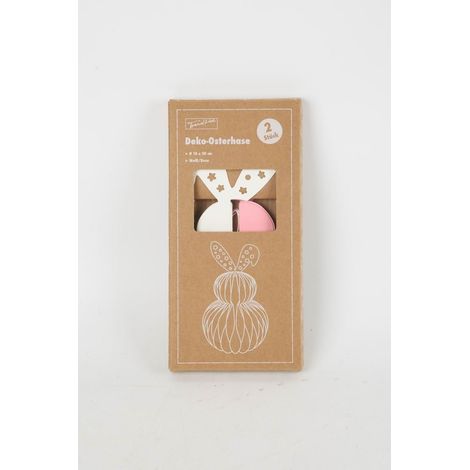 TrendLine Dekoaufsteller Osterhase Papier Ø 10 x 20 cm weiß/rosa 2er Set Dekoaufsteller (1/2)