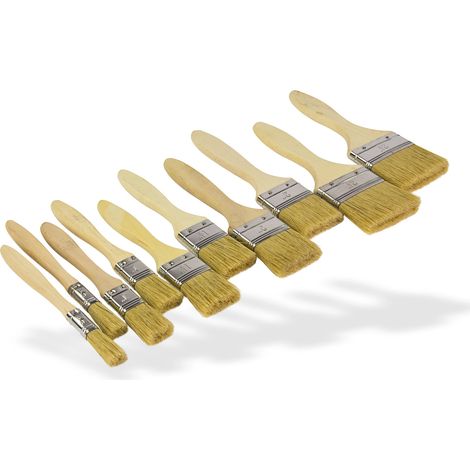 Malerpinsel Pinselset 10-tlg 13-63mm Lasurpinsel Holzgriff Profi Malerbedarf (1/3)