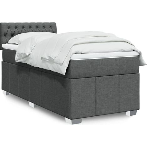 Boxspringbett mit Matratze Dunkelgrau 90x200 cm Stoff