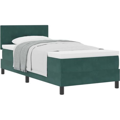Matelas à ressorts avec sommier, vert foncé, 80 x 200 cm, tissu velours. (1/5)