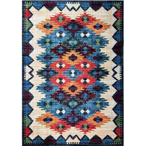 Tapis rectangulaire en coton avec dessous antidérapant design Antalya KILI08 (1/3)