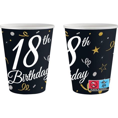 Bicchieri di carta B&C per il 18° compleanno, 6 pezzi.