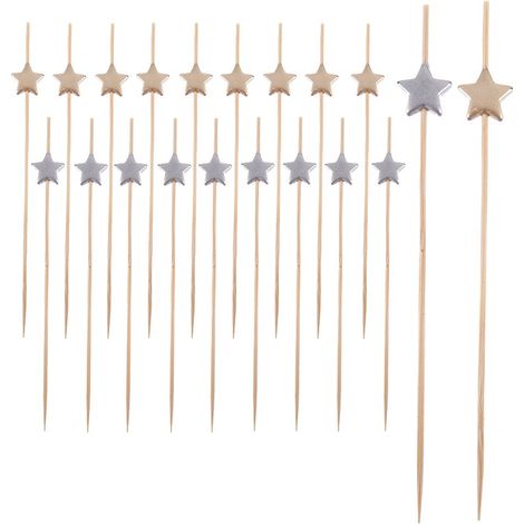 Palillos de bambú para aperitivos con forma de estrella, 12 cm, 20 unidades. (1/5)