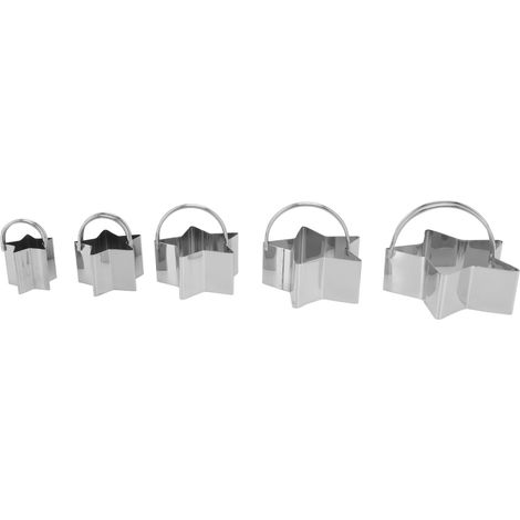 Ensemble de 5 emporte-pièces en acier inoxydable en forme d'étoiles pour la pâtisserie maison. (1/5)