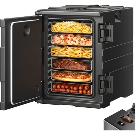 VEVOR Conteneur Isotherme 90 L, Boite de Transport en LLDPE a Chargement Frontal, avec Poignees et Double Boucles, pour Garder au Chaud ou Froid Traiteur Restauration Restaurant Cantine 445x645x610 mm (1/5)