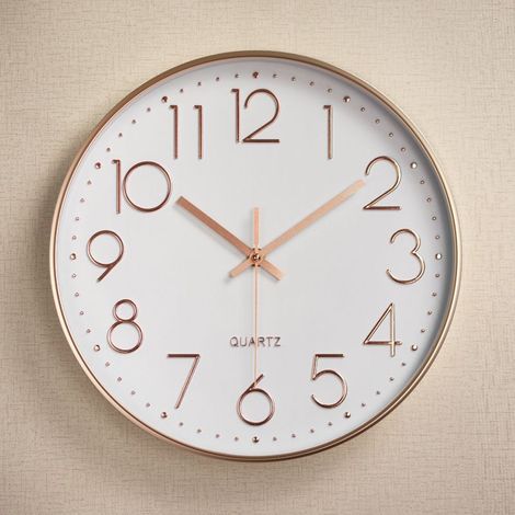 Round wall clock, 30 cm, small wall clock, classic design, battery operated, white (1/3)