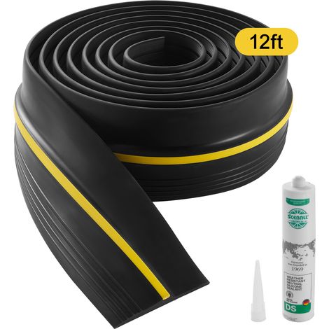 Mophorn Guarnizione per soglia porta garage - 12 piedi, adesivo universale - Guarnizione per pavimento con supporto. Striscia resistente alle intemperie in PVC