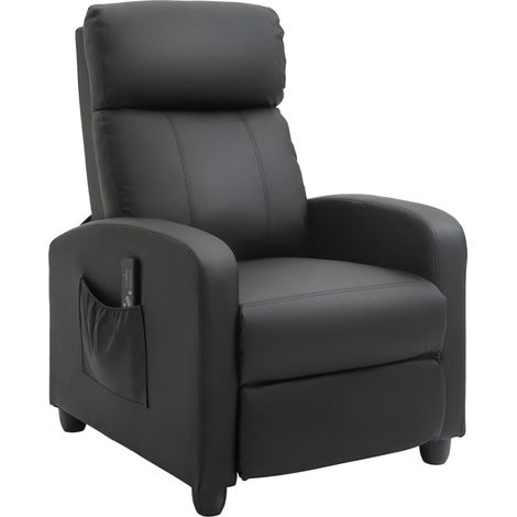 Poltrona Relax Massaggiante 68x88x98 cm con Telecomando in Similpelle Nera (1/5)