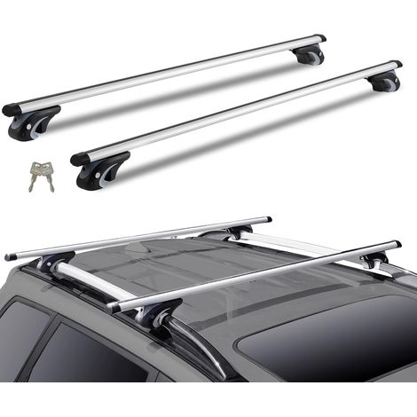 Barres de Toit Transversales Universelles 2PCs Verrouillables Porte-Bagages Voiture en Aluminium Charge 90,7 kg Galerie de Toit Compatible avec Rails Latéraux 190-1180 mm de Largeur Voyage (1/5)