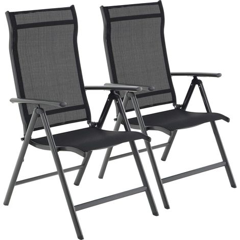 Songmics – Lot de 2 chaises de jardin pliables – Dossier réglable 8 positions – Charge max 150 kg – Cadre en aluminium léger – Noir GCB29BK (1/5)