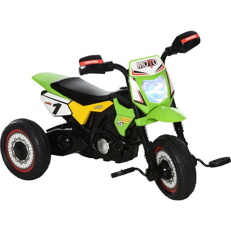 Moto tricycle pédales enfant 18-36 mois 3 roues larges lumières sons 71x40x51cm, vert