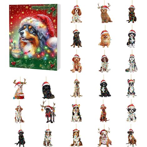 Calendrier De Lavent Chien - 24 Figurines Acrylique Races Differentes - Décoration Arbre De Noël - Compte À Rebours Festif - Lot De 1 (1/5)