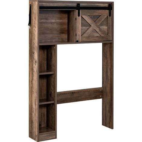 Scaffale da bagno con 3 ripiani e 2 armadietti versatile contenitore in stile retrò 84 x 17 x 128 cm legno marrone 200021125