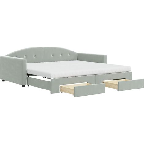 Maison Exclusive - Divano Letto Estraibile Cassetti Grigio Chiaro 100x200 Velluto