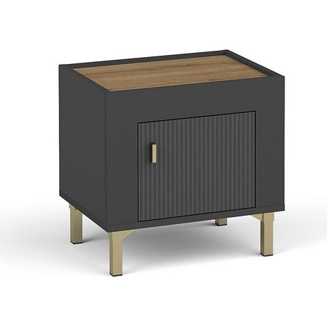 Mesilla de noche Mormavu 109, Negro mate, Número de cajones: 0, Número de puertas: 0, 45x48x36cm, Aglomerado laminado