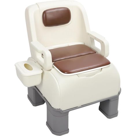 Toilette mit seitlichem Staukorb braune tragbare Toilette