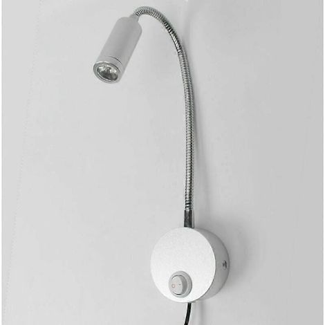 Lampe de lecture murale, à intensité variable, lampe de chevet LED tactile avec port USB et interrupteur, col de cygne flexible avec prise, 3 W