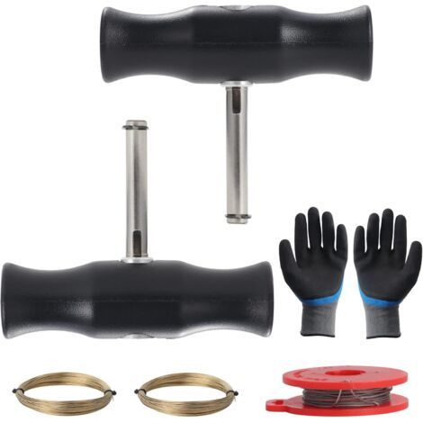 5 Pièces Outil de Retrait de Pare-Brise, Kit d'Outils de Dépose de Pare-Brise, Kit de Démontage du Pare-Brise, Kit d’Enlèvement de Pare-bris avec Fil de Coupe de Verre avec 1 Paire de Gants (1/5)