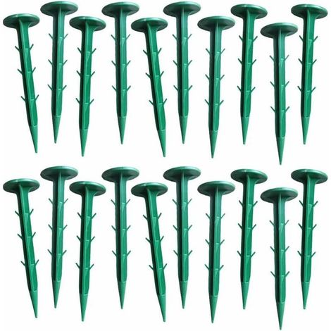 Lot de 20 piquets d'ancrage en plastique robuste antirouille pour maintenir les bordures de pelouse, tentes, filets de jeu et bâches de pluie (vert) (1/5)