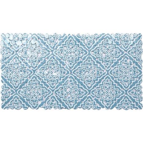 Cleafe - Tappeto Pvc Azzurro Con Maioliche Antiscivolo Vasca Bagno Doccia 67x36cm 87031 - (1/2)