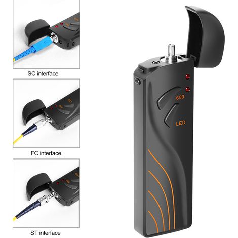 Testeur de fibre optique portable 15 mW, type stylo, détecteur de défauts visuel à lumière rouge, rechargeable, à pince. (1/5)