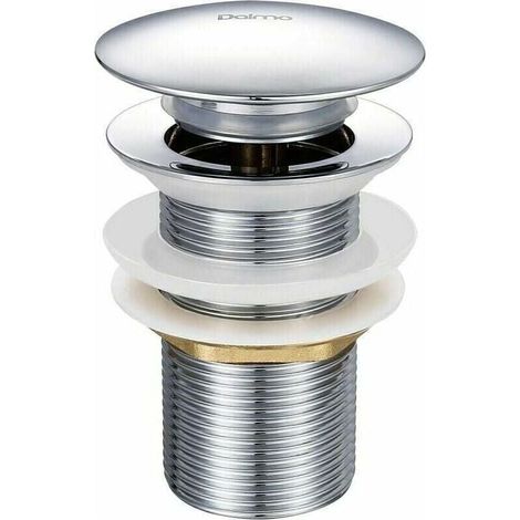 Bonde de Lavabo Pop-up sans Trop-Plein - Laiton Chromé - G 1-1/4 - équipée d'un Système d'Ouverture et de Fermeture Facile à Bouton-Poussoir (1/4)