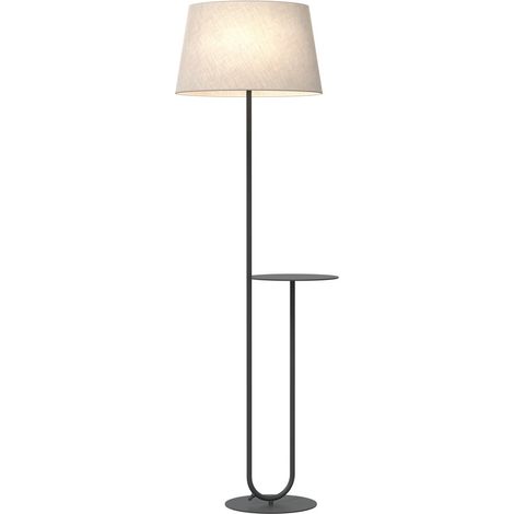 Lampadaire HOTEL noir/beige tablette E27 150cm Emibig (1/5)