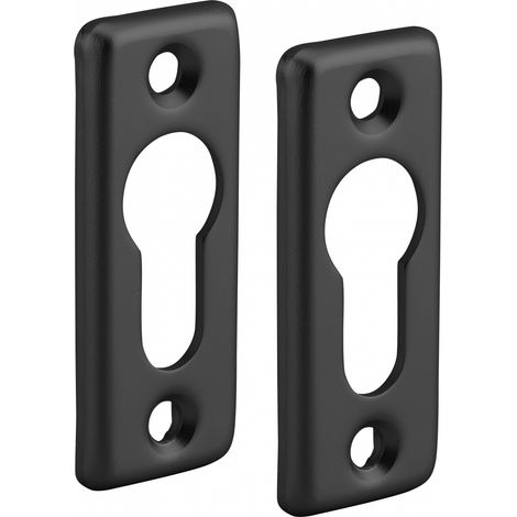 Thirard – Rosace rectangulaire pour cylindre profilé noir – Entr'axe 19,5cm – Pour portes jusqu'à 45mm d'épaisseur – Fixation avec vis à métaux