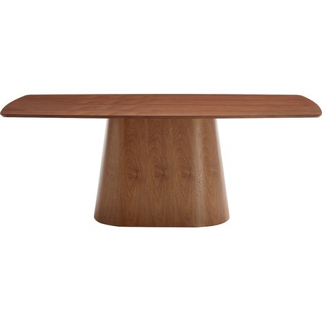 Table à manger 8 personnes placage noyer - Naturel foncé - NIRASAKI (1/4)