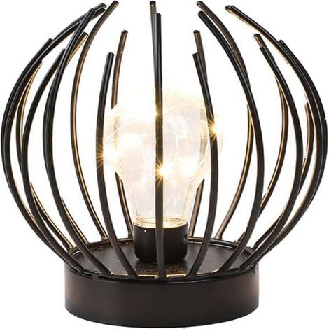 Lampe de bureau en forme de cage métallique, sans fil, à piles (1/5)