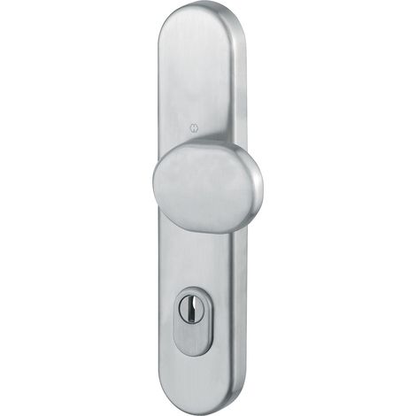HOPPE Haustür Knopflangschild - Lochung PZ 92mm, Edelstahl matt, für Türstärke 67-72mm, mit Kernziehschutz