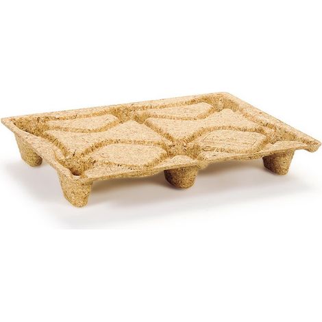 Palette jetable L800xl600xH120 mm capacité de charge 500 kg 6 pieds bois pressé naturel (Par 10)