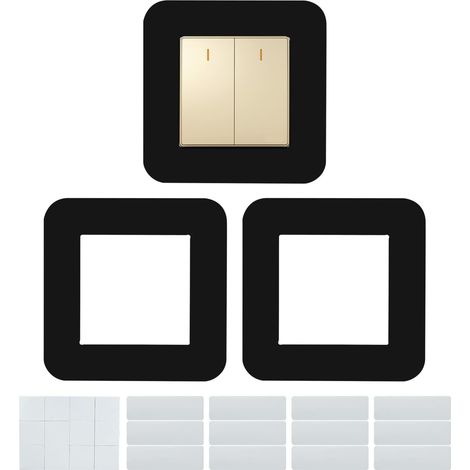 3 Pcs Plaque de Couverture d'Interrupteur, Cadre de Couverture d'Interrupteur de 8,6 cm, Cadran d'Interrupteur Noir, Plaque d'Interrupteur Autocollante à Coller au Mur pour la Décoration et la (1/5)