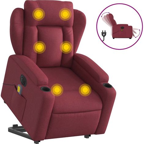 Maison Exclusive - Sillón de masaje elevable eléctrico tela rojo