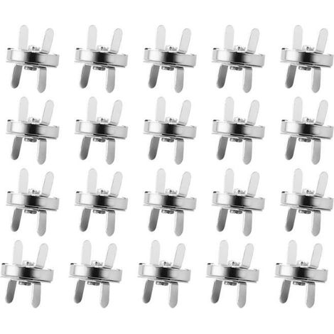 Boutons magnétiques - Non spécifié - 20pcs - Argent - Diamètre 14mm - Fermoirs pour sacs (1/4)
