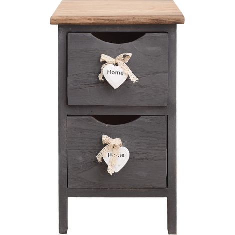 Rebecca Mobili Nachtkästchen 2 Schubladen Holz braun grau Shabby 41x25x25