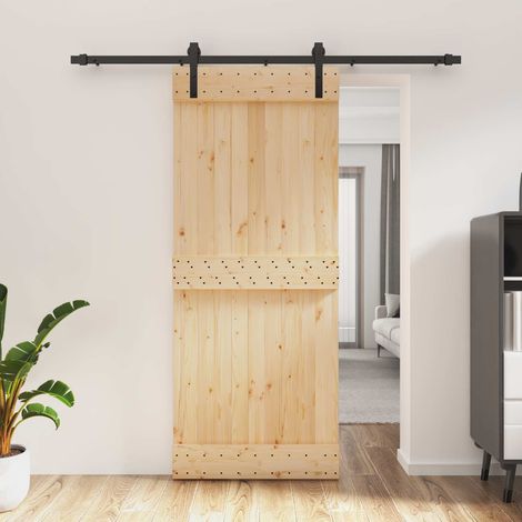 Porte coulissante Naturel et noir 85 x 210 cm vidaXL