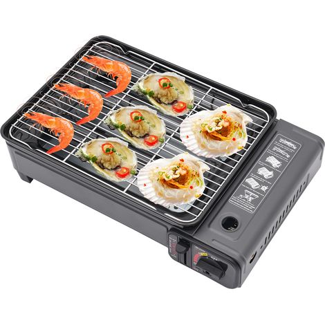 YISSALE -Petit grill à gaz camping et set BBQ portable avec barbecue à cartouche, grille, poêles de grill et accessoires, pour voyage, trekking et cuisine outdoor (1/5)