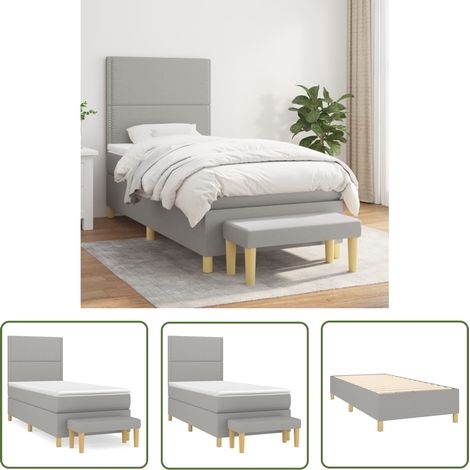 The Living Store Boxspringbett mit Matratze Hellgrau 90x200 cm Stoff - Boxspringbett - Doppelbett - Bettenrahmen - Schlafsofa - Wohnraumgestaltung (1/5)