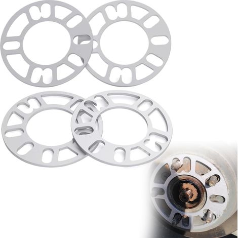 4 Pièces Entretoises Universelles pour Jantes pour Véhicule, Cales D'espacement de Roue en Alliage D'aluminium, Entretoises de Roue 5mm, Élargisseurs de Voie, Auto Accessoire (1/5)