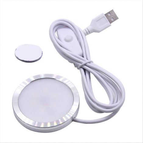 Lampe LED 5V à montage ouvert avec prise USB, pour vitrine, étagère, armoire à bijoux ou bureau, blanc chaud (1/5)