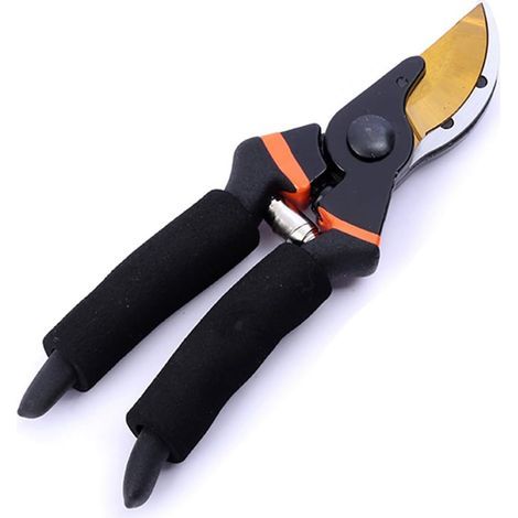 Pruning shears with steel-titanium alloy blades. Ergonomic handle with blades and spring, cuts up to 5 cm in diameter. (1/5)