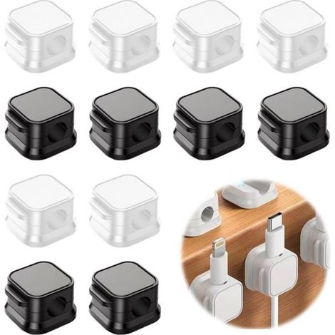 Soporte magnético para cables de 12 piezas, organizador de cables de escritorio, oculta el cable de carga del teléfono (1/4)