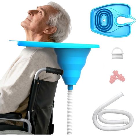 lavabo à shampoing pour personnes alitées, lavabo à shampoing portable, lavabo à shampoing pliable, lavabo à cheveux portable avec drainage pour salon, enfants, personnes âgées, femmes (1/5)