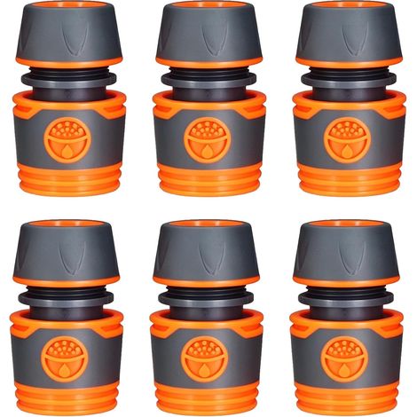 6PCS Raccord pour raccord de tuyau 1/2 pouce - Accessoires de raccordement rapide pour tuyau de jardin - Remplacement d’adaptateurs de raccordement (6) (1/5)